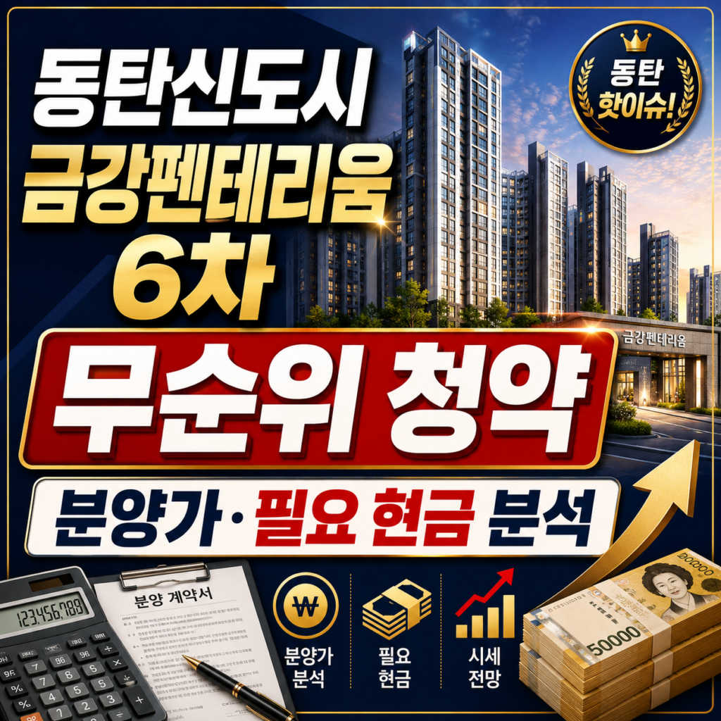 동탄신도시 금강펜테리움 6차 무순위 청약 분양가와 일정