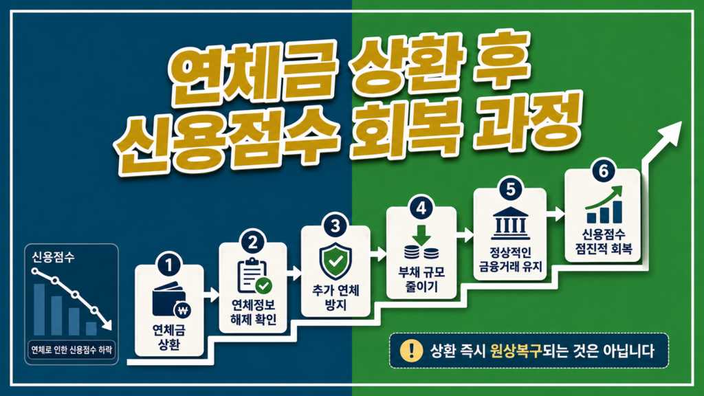 대출 연체금을 상환한 뒤 신용점수가 단계적으로 회복되는 과정