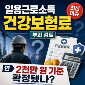 일용근로소득 건강보험료 부과 검토와 연 2천만 원 기준의 확정 여부를 비교한 안내 화면