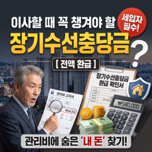 장기수선충당금 반환 금액과 납부 확인서를 확인하는 아파트 임차인