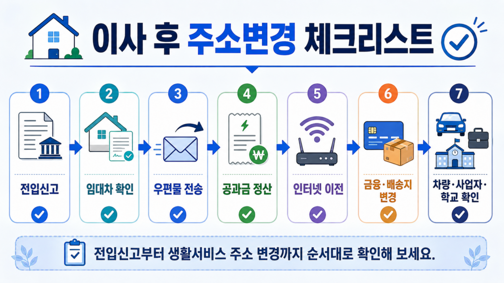 이사하면 꼭 해야 할 것 7가지｜전입신고·주소변경 체크리스트