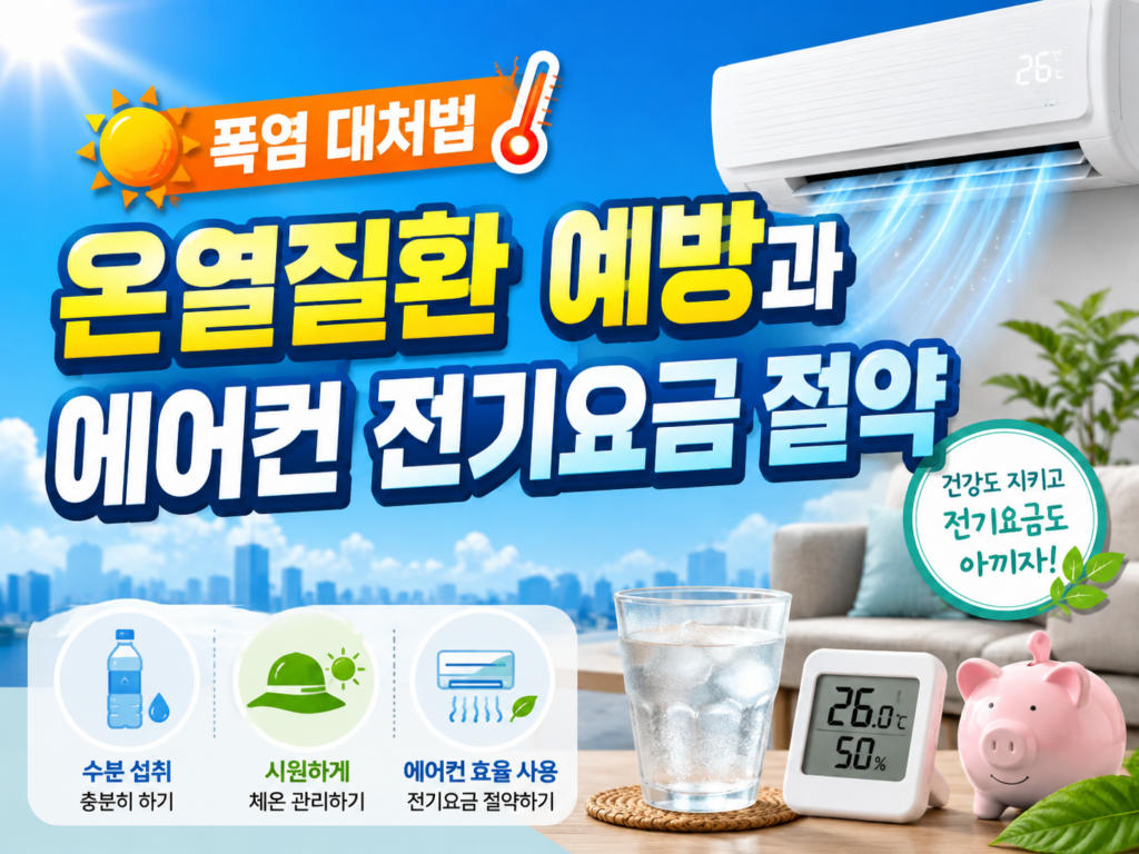 폭염 대처법과 온열질환 예방수칙을 확인하며 물을 마시는 가족의 모습