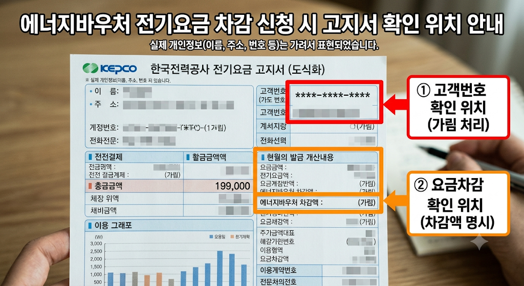에너지바우처 전기요금 차감 신청 고지서확인