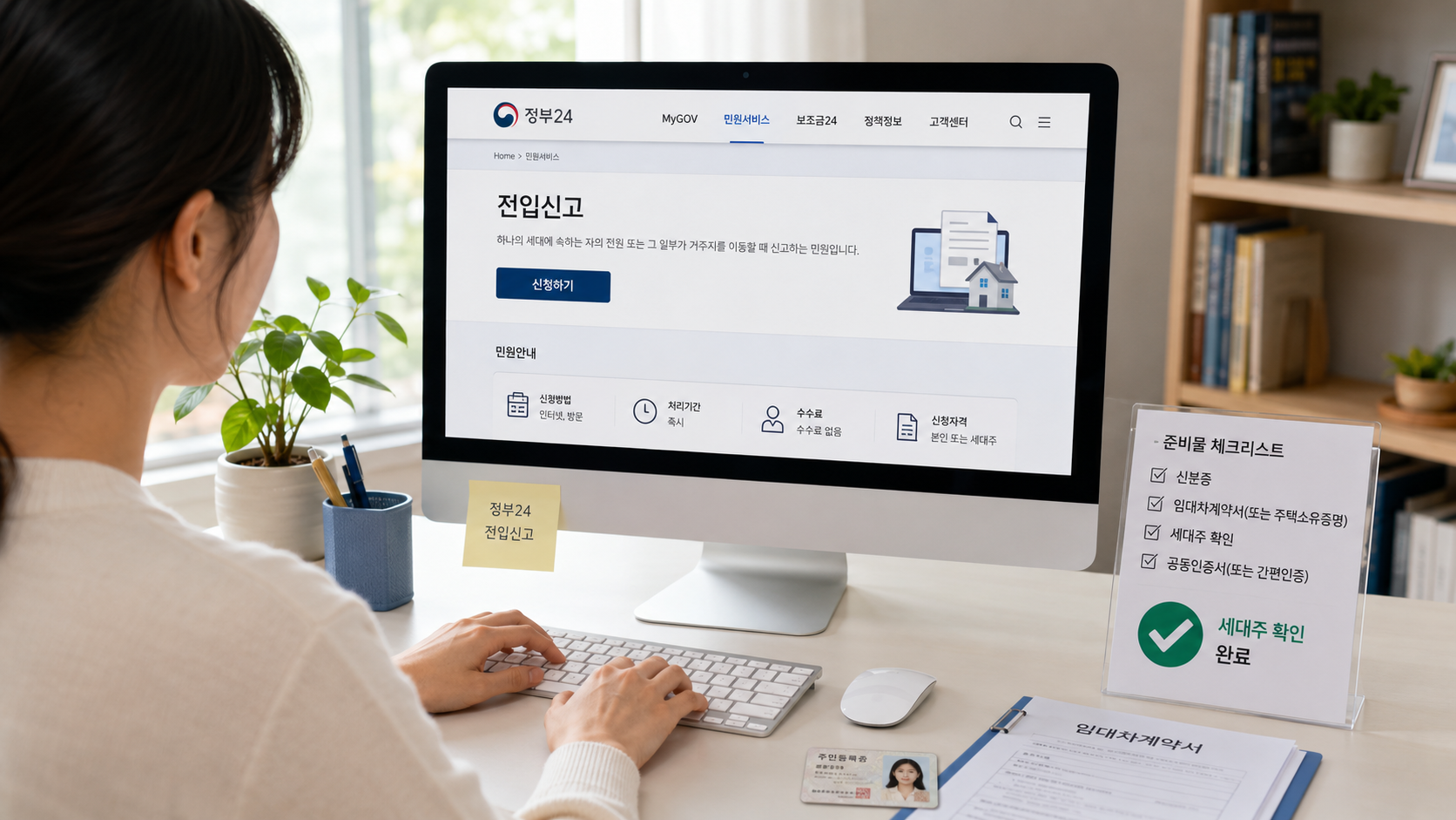 전입신고 인터넷 방법과 정부24 준비물을 안내하는 대표 이미지